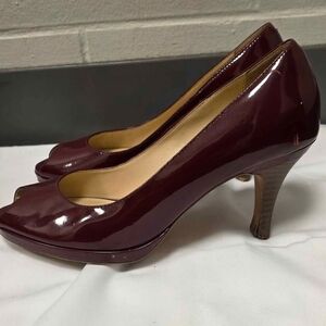 Cole Haan Maroon Peep-Toe Heels